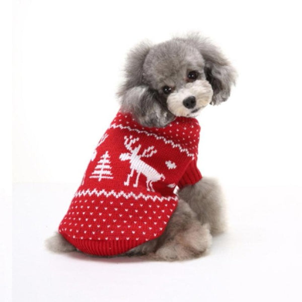 Elk Print Pet Dog Clothes Puppy Dog Sweater Fashion Christmas Warm Winter Knit Dog Sweater Turtleneck Clothe For Teddy Chihuahua