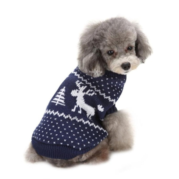 Elk Print Pet Dog Clothes Puppy Dog Sweater Fashion Christmas Warm Winter Knit Dog Sweater Turtleneck Clothe For Teddy Chihuahua